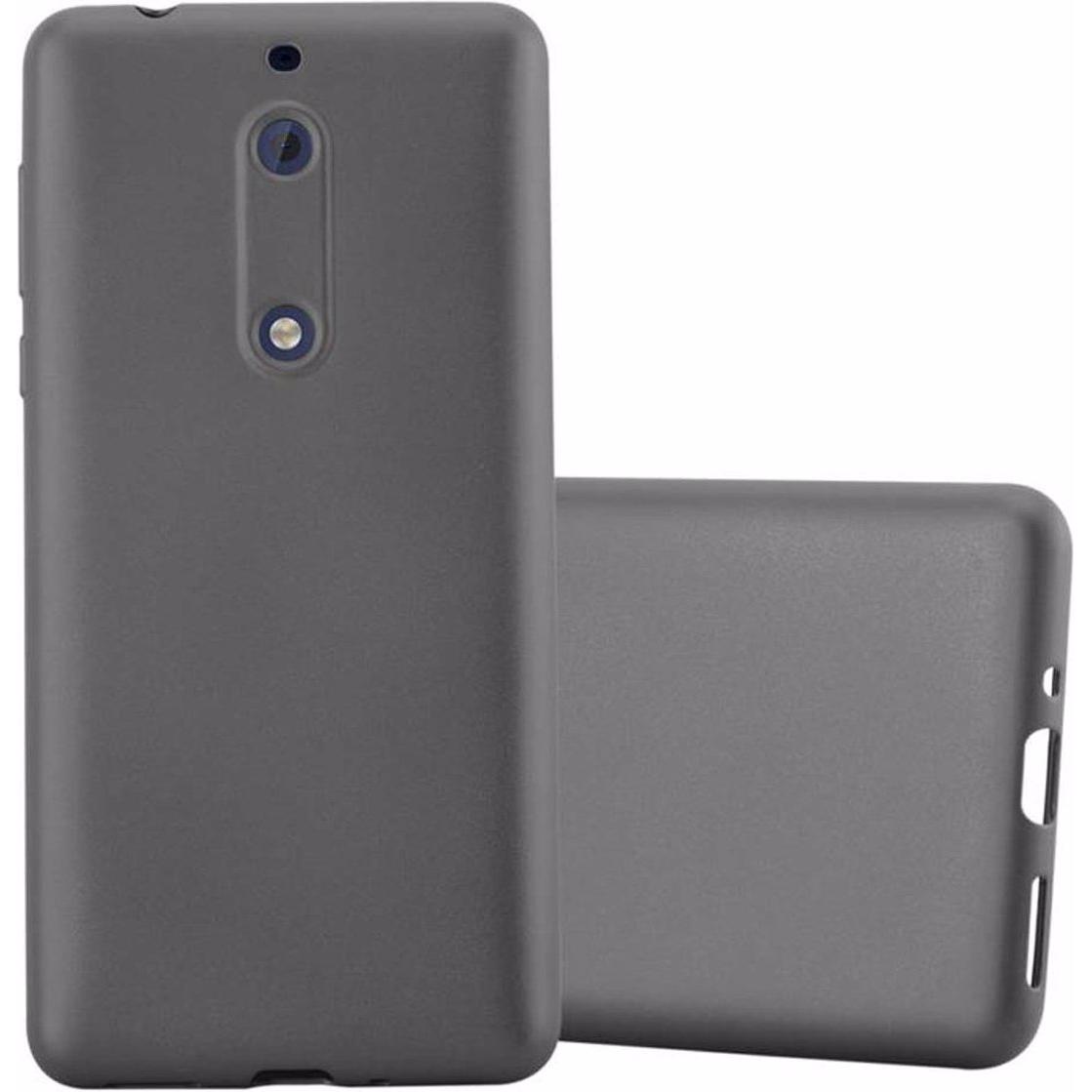 Cadorabo TPU Matt Metallic Cover (Nokia 5), Smartphone Hülle, Grau