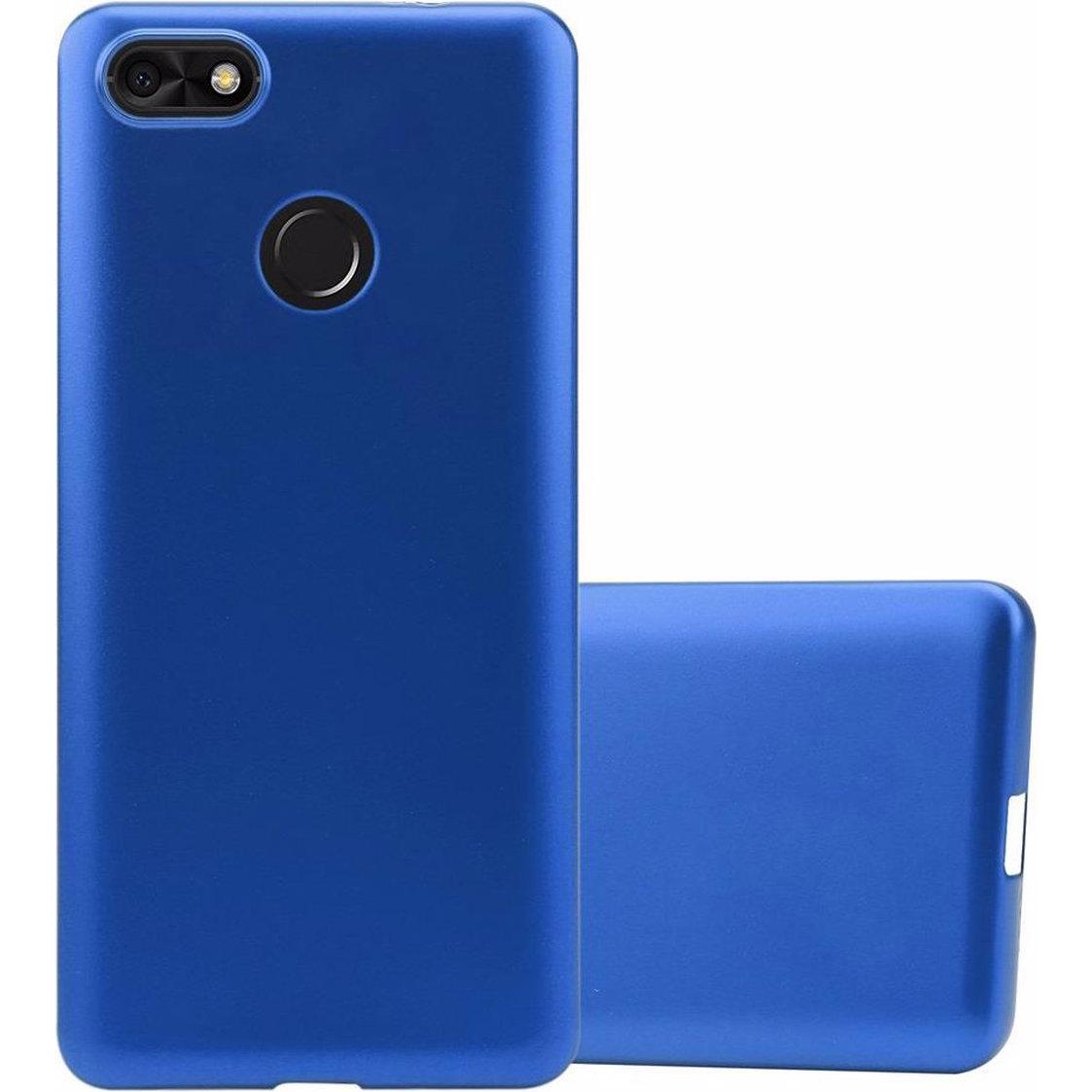 Cadorabo TPU Matt Metallic Cover (Huawei Y6 Pro (2017)), Smartphone Hülle, Blau