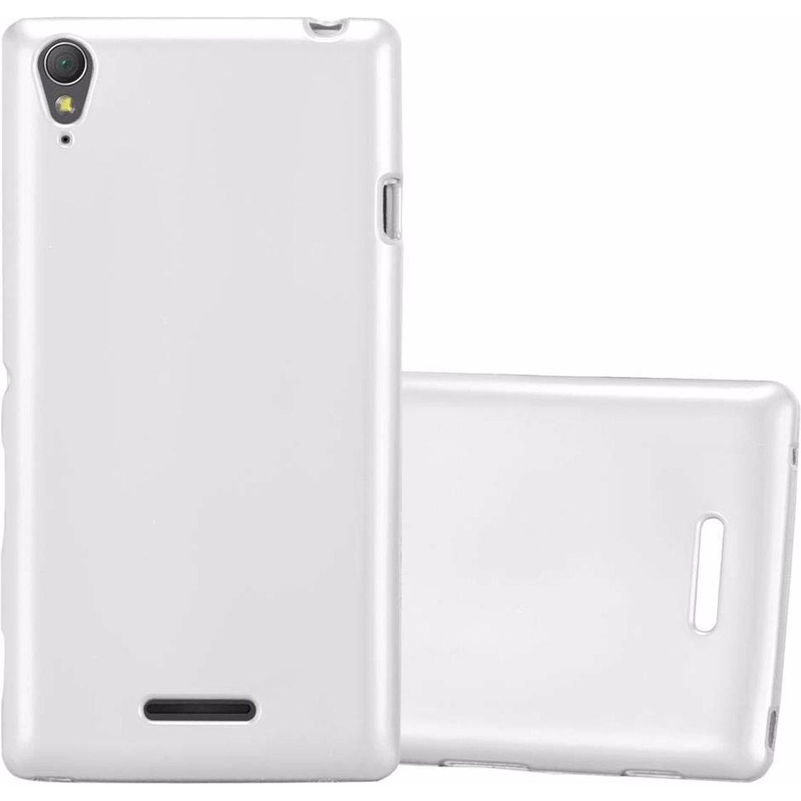 Cadorabo TPU Matt Metallic Cover (Sony Xperia T3), Smartphone Hülle, Silber