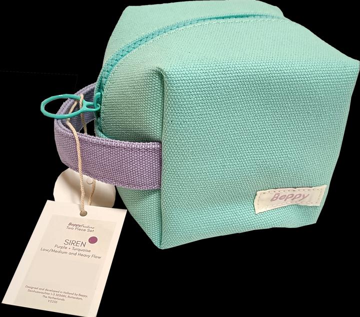 Beppy Panties "SIREN" purple/turquoise, size L, two menstrual briefs with wash bag and storage (L)