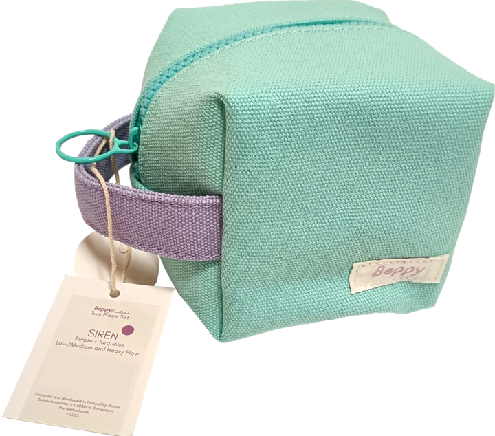 Actual product image Beppy Panties "SIREN" purple/turquoise, size L, two menstrual briefs with wash bag and storage (L)