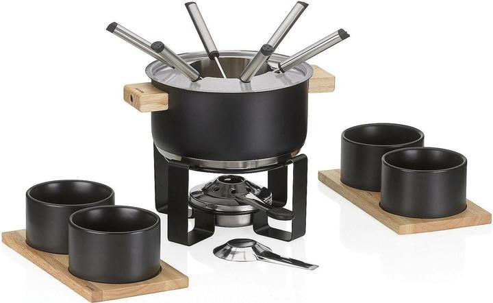 Kela Fondue-Set GUNTEN 16-teilig Edelstahl mit 4 Keramikschalen (Fondue Bourguignonne)