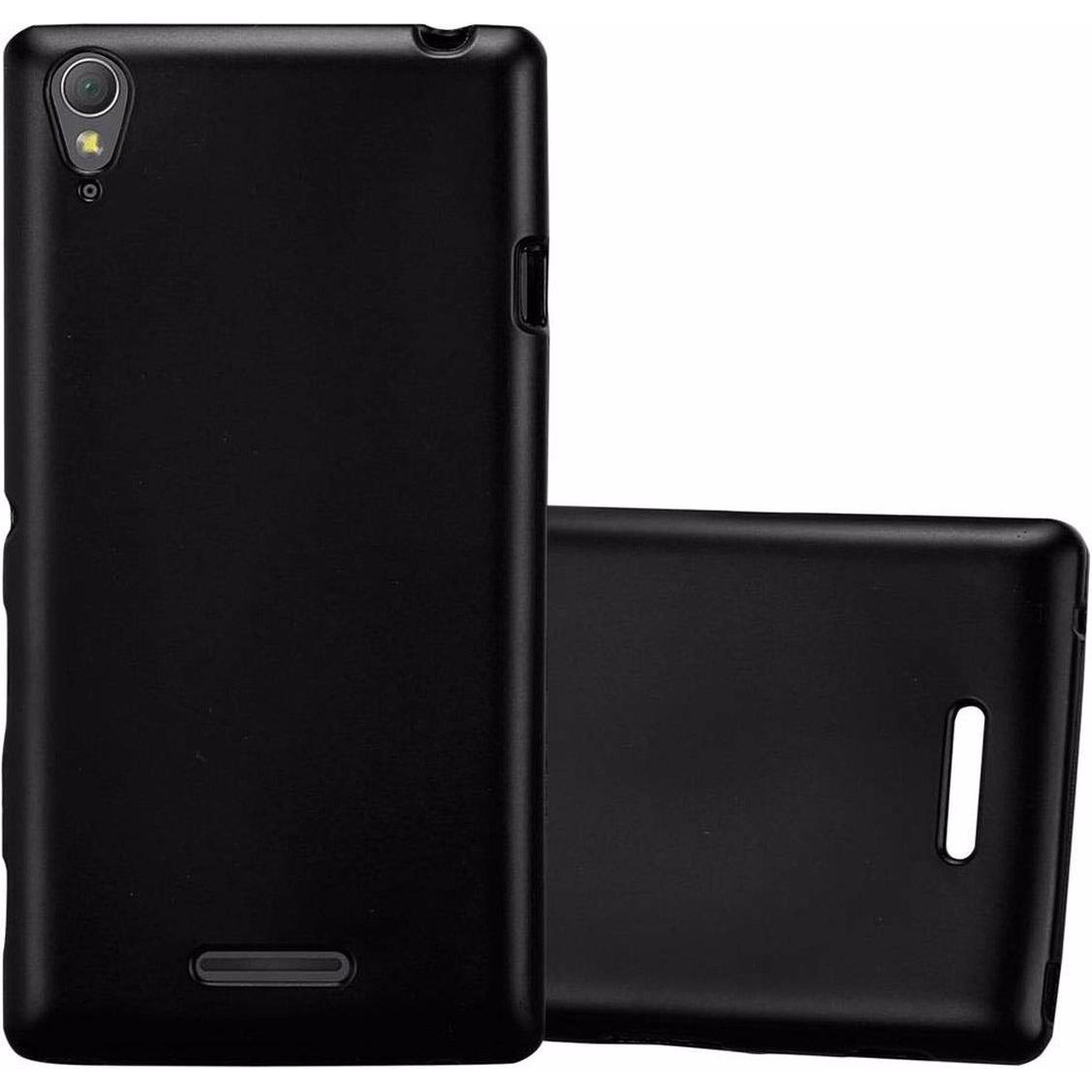 Cadorabo TPU Matt Metallic Cover (Sony Xperia T3), Smartphone Hülle, Schwarz