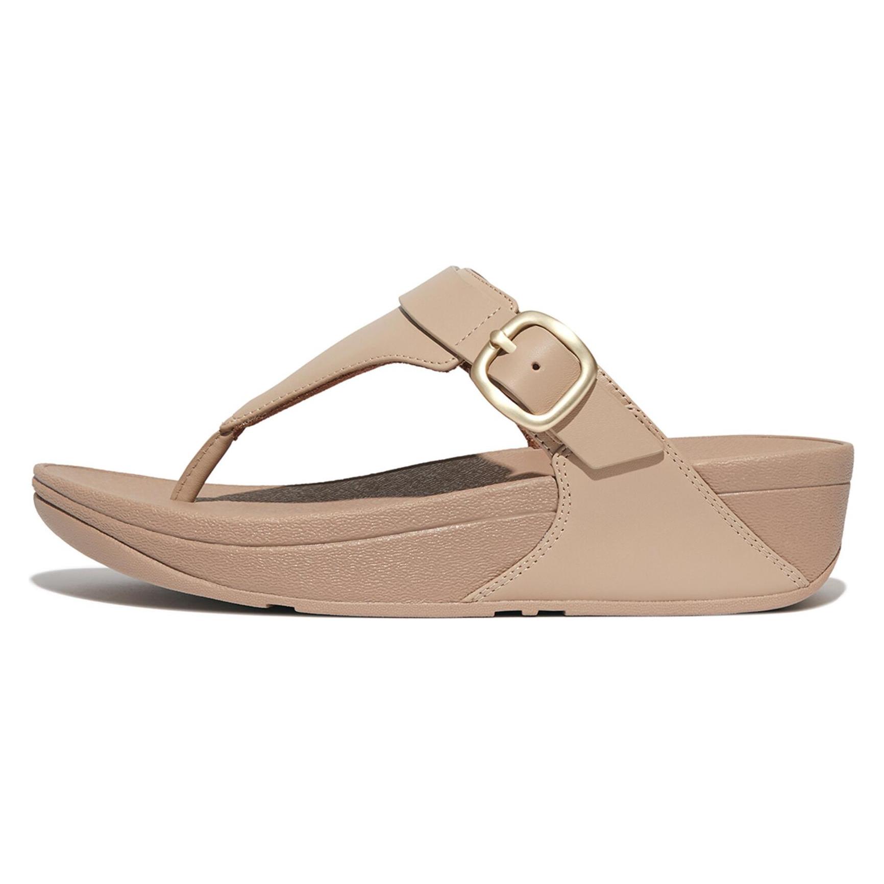 Fitflop, Damen, Flip-Flops, Lulu Adjustable Leather Toe Post Sandal, Schwarz, (37)