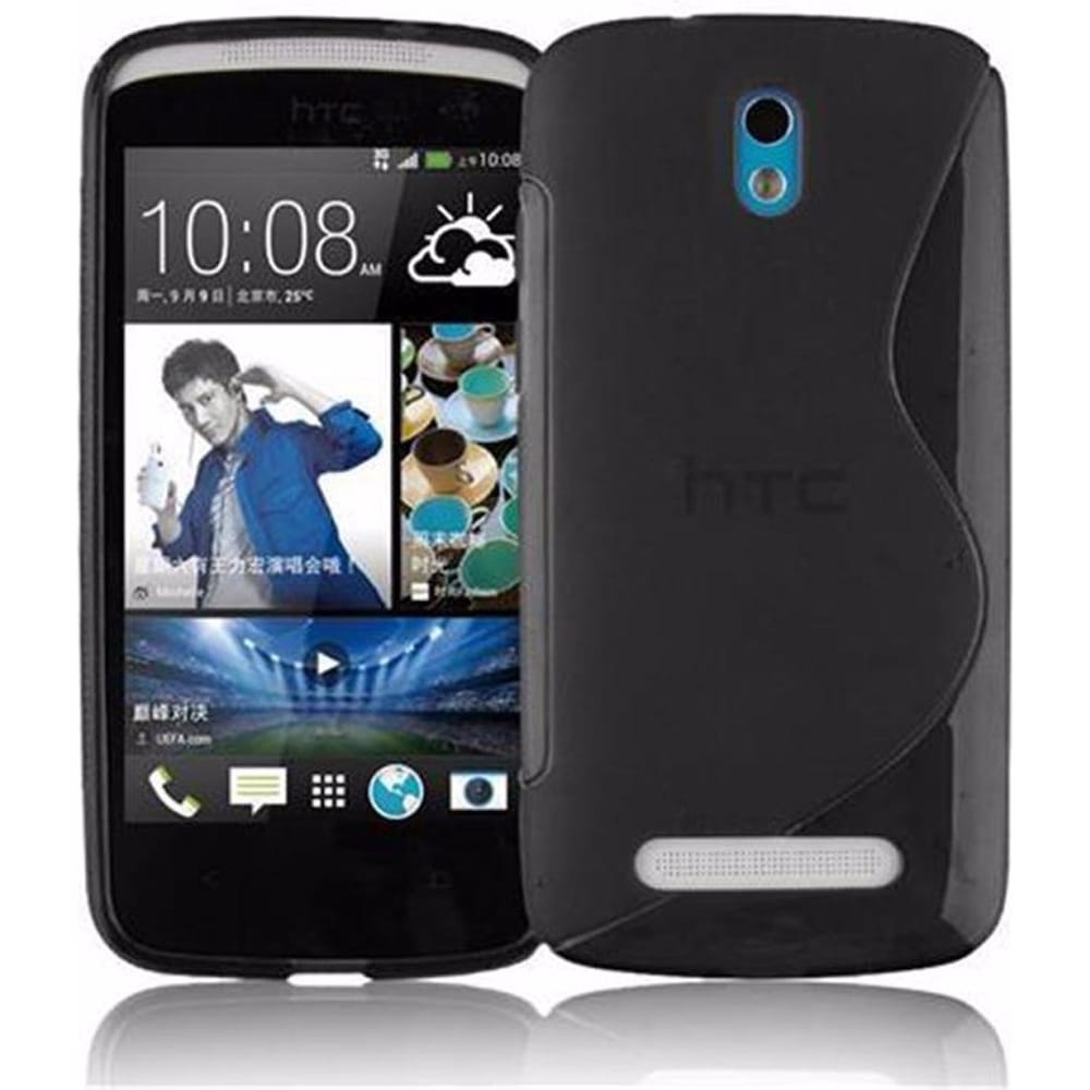 Cadorabo TPU S-Line Cover (HTC Desire 500), Smartphone Hülle, Schwarz