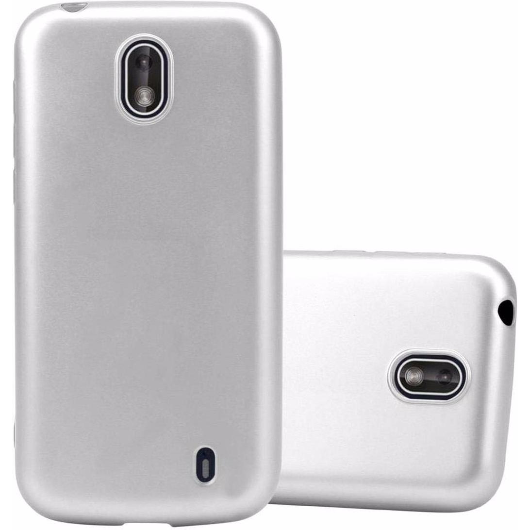 Cadorabo TPU Matt Metallic Cover (Nokia 1), Smartphone Hülle, Silber