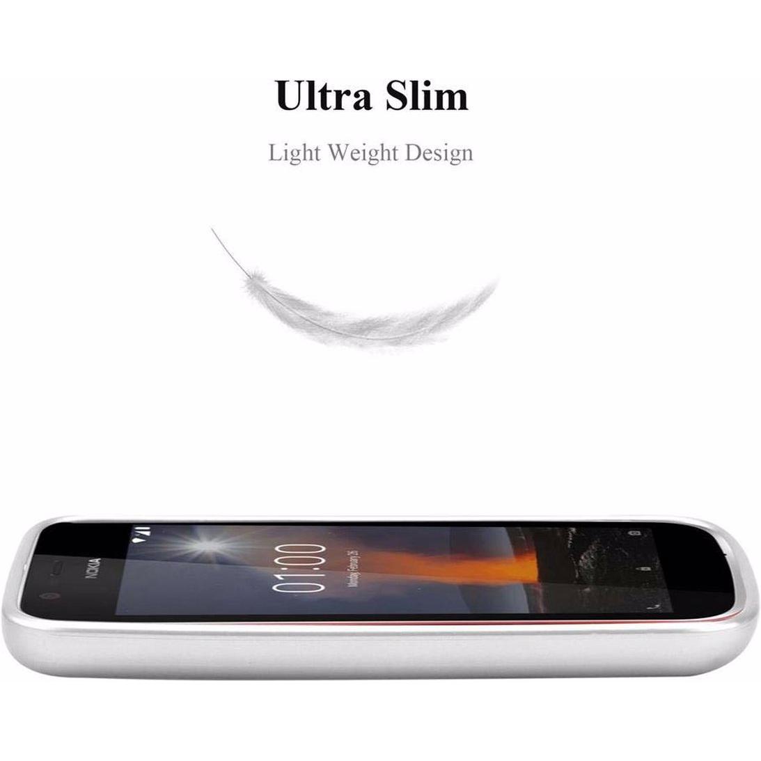 Thumbnail - Cadorabo TPU Matt Metallic Cover (Nokia 1), Smartphone Hülle, Silber