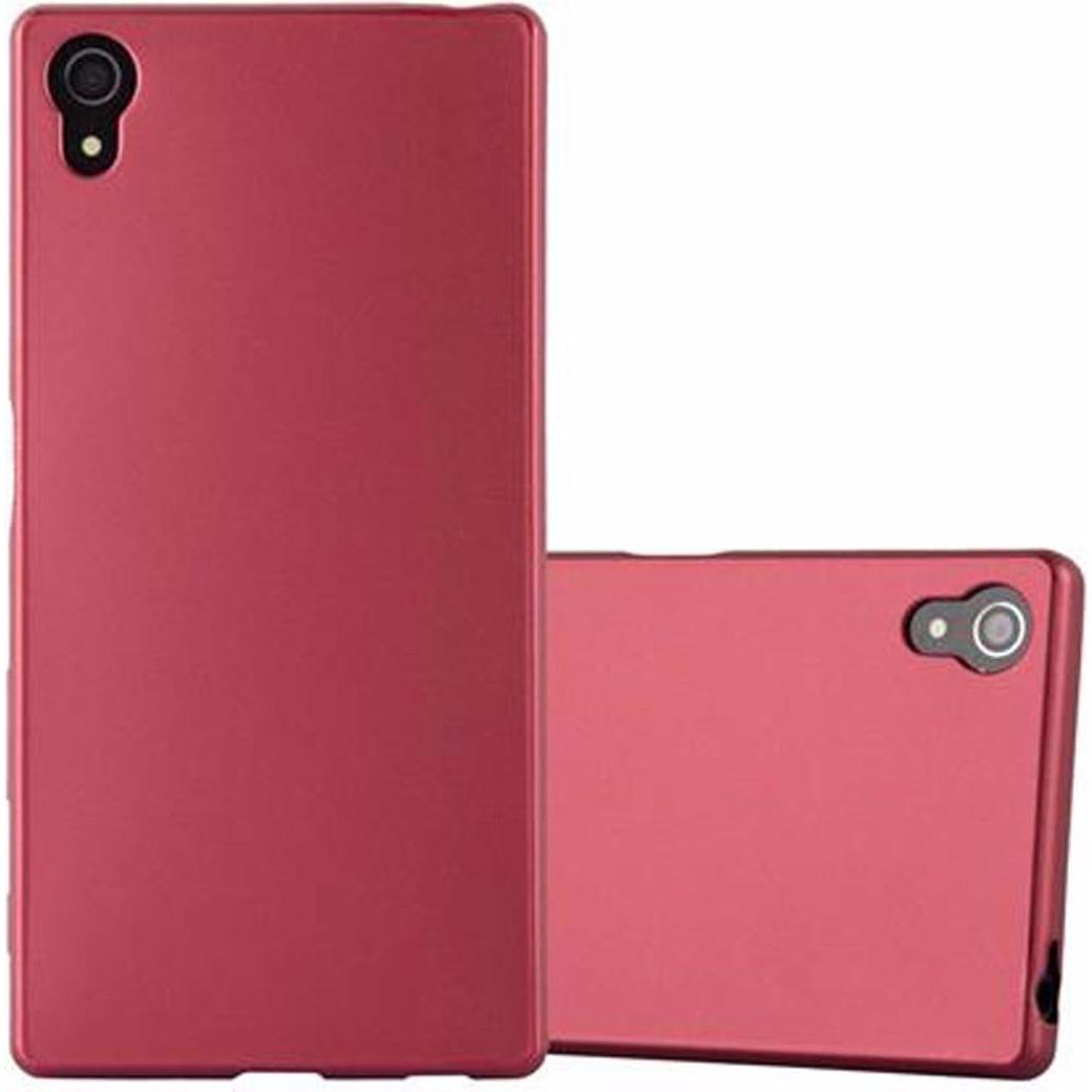 Cadorabo TPU Matt Metallic Cover (Sony Xperia Z5), Smartphone Hülle, Rot