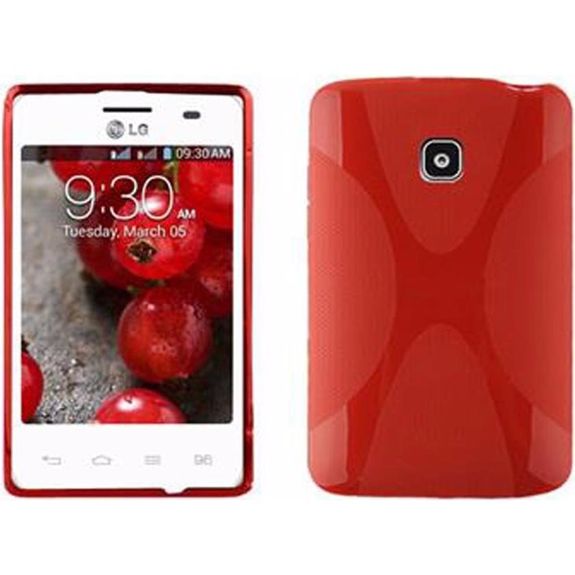 Cadorabo TPU X-Line Cover (Optimus L3), Smartphone Hülle, Rot
