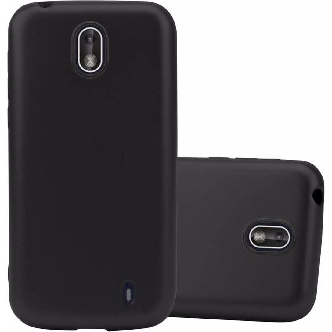 Cadorabo TPU Matt Metallic Cover (Nokia 1), Smartphone Hülle, Schwarz