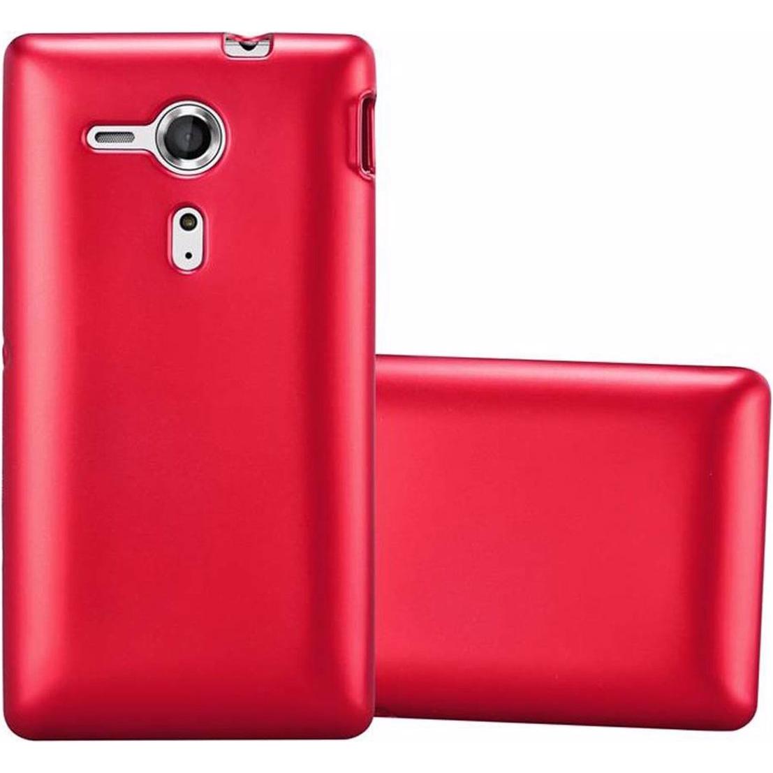 Cadorabo TPU Matt Metallic Cover (Sony Xperia SP), Smartphone Hülle, Rot