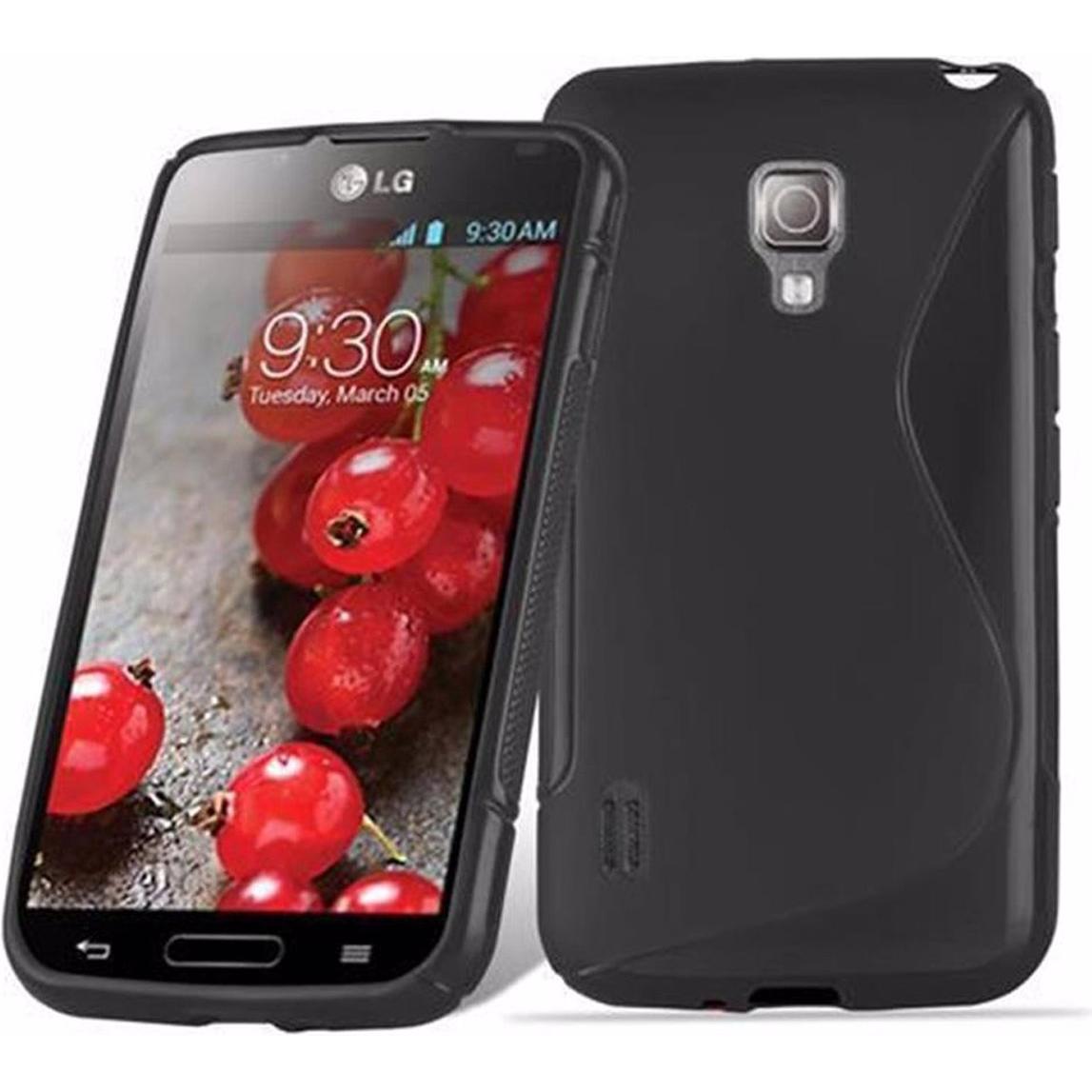 Cadorabo TPU S-Line Cover (Optimus L5), Smartphone Hülle, Schwarz