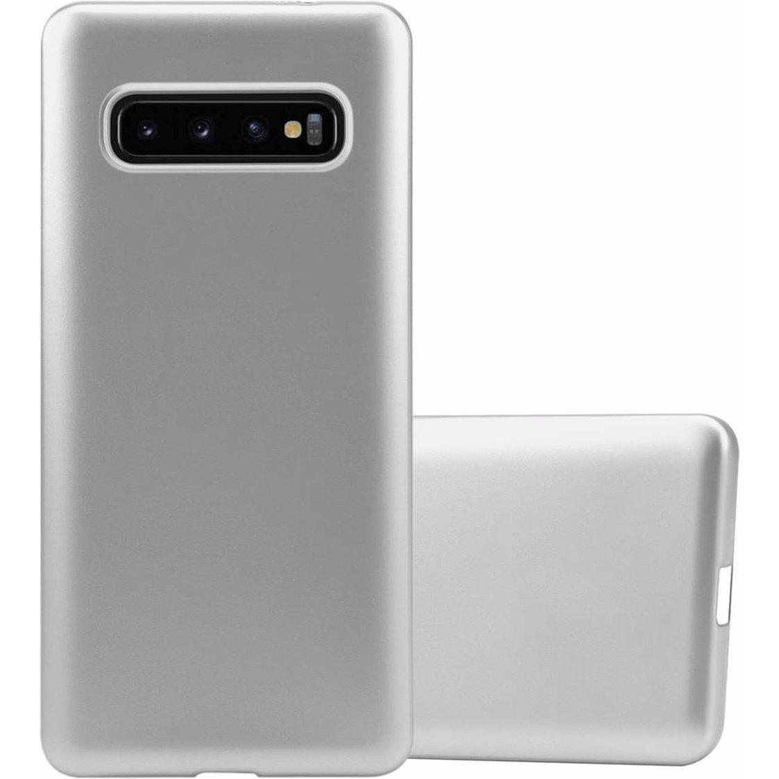 Cadorabo TPU Matt Metallic Cover (Samsung Galaxy S10), Smartphone Hülle, Silber