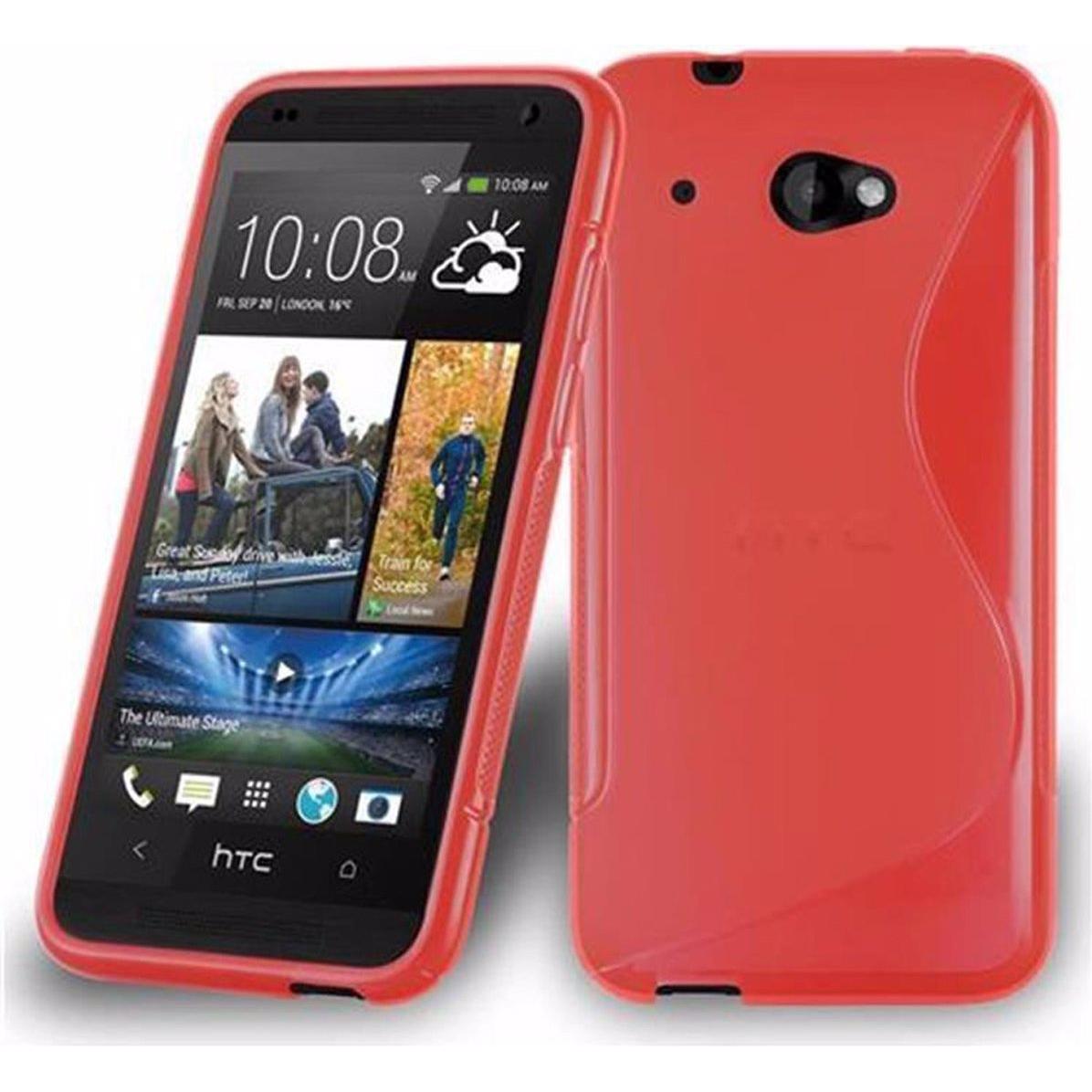 Cadorabo TPU S-Line Cover (HTC Desire 601), Smartphone Hülle, Rot