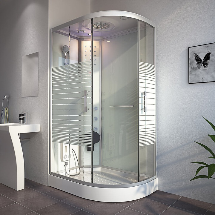 Home Deluxe Dampfdusche mit Wasserfall Dampfsauna MANTA XL, 120x80x220cm - Rechts