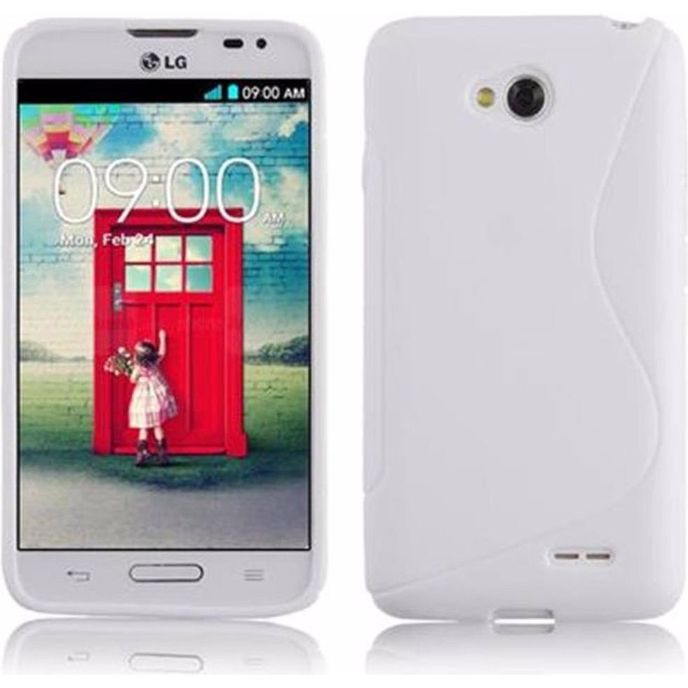Cadorabo TPU S-Line Cover (LG L70), Smartphone Hülle, Weiss