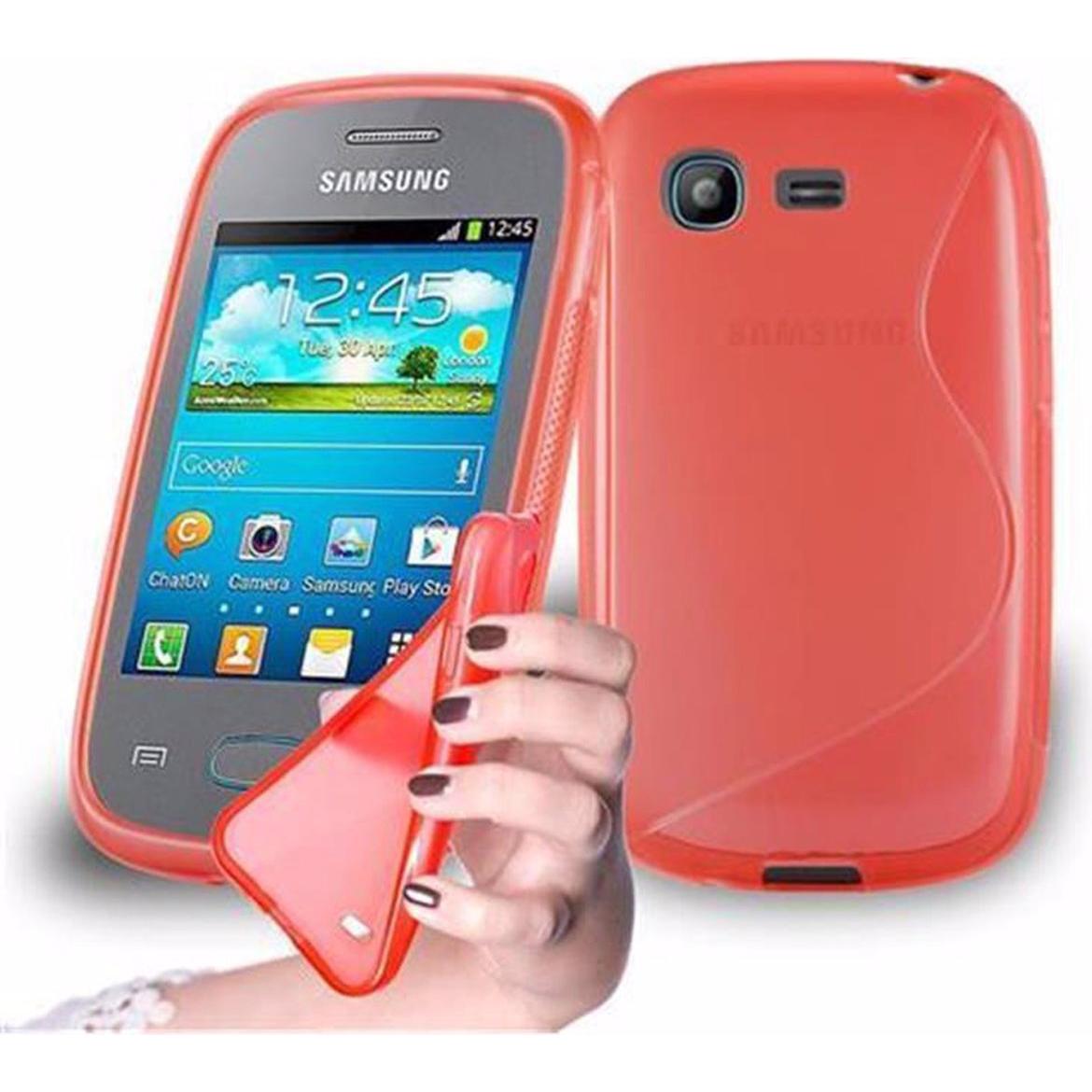 Cadorabo TPU S-Line Cover (Samsung Galaxy Pocket), Smartphone Hülle, Rot