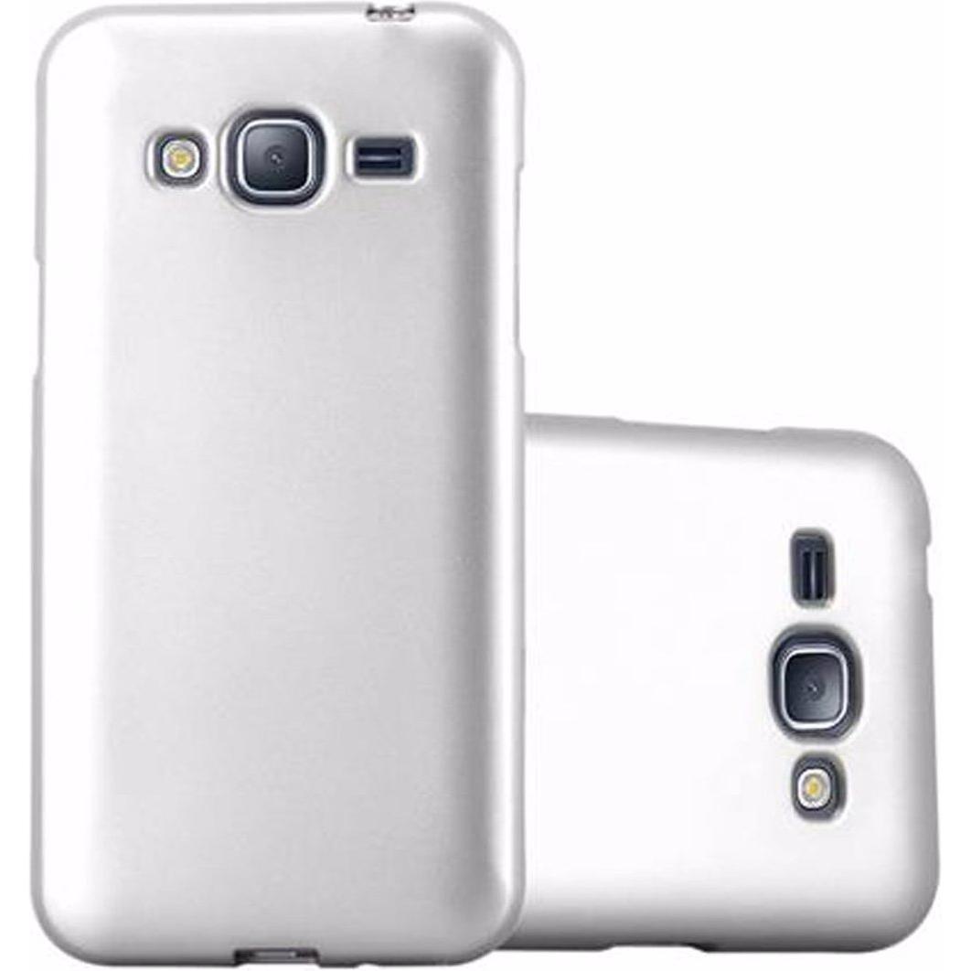 Cadorabo TPU Matt Metallic Cover (Samsung Galaxy J3 (2016)), Smartphone Hülle, Silber