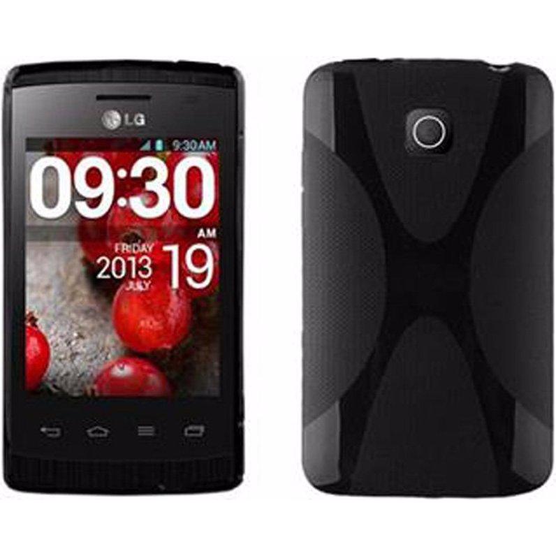 Cadorabo TPU X-Line Cover (LG Optimus L1 II), Smartphone Hülle, Schwarz
