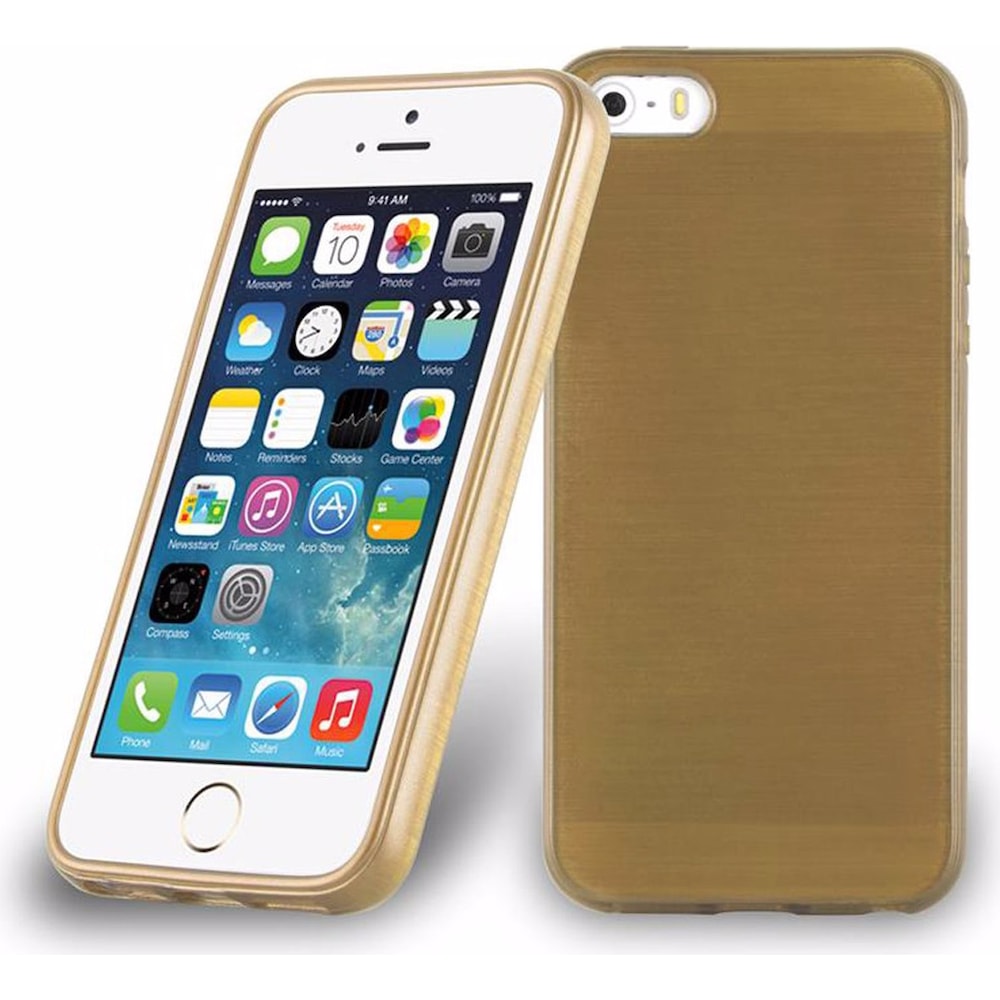 Cadorabo TPU Brushed Cover (Apple iPhone 5, Apple iPhone SE, Apple iPhone 5s), Smartphone Hülle, Gold