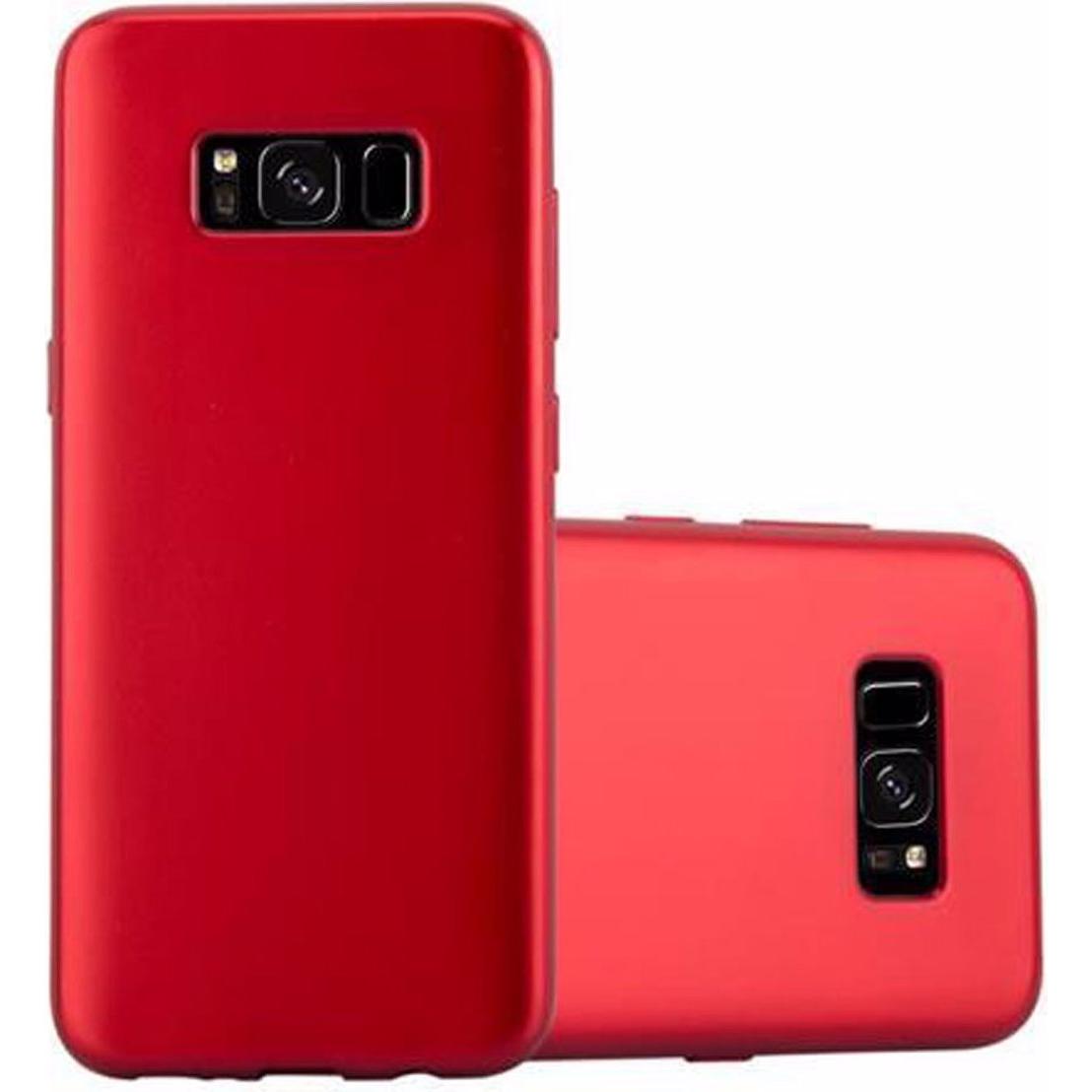 Cadorabo TPU Matt Metallic Cover (Samsung Galaxy S8+), Smartphone Hülle, Rot