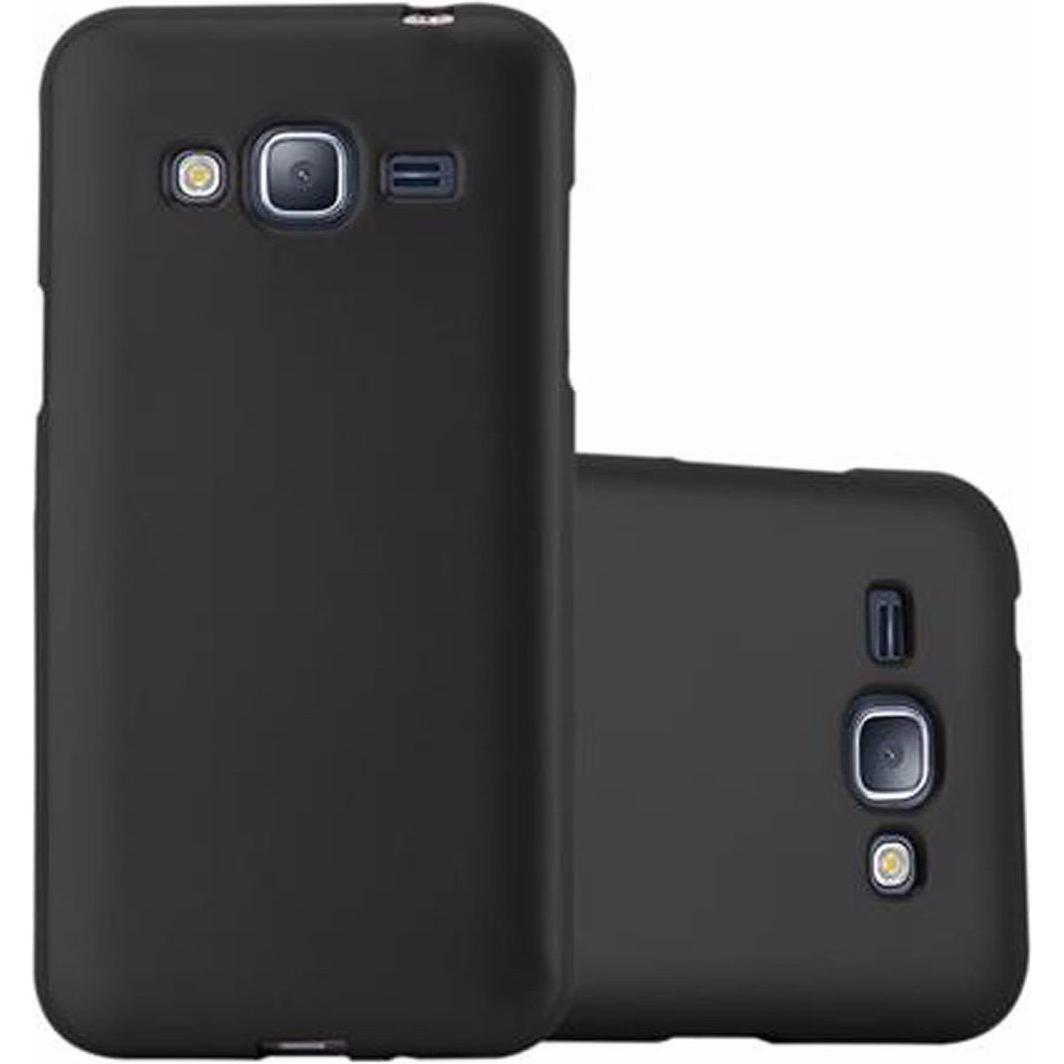 Cadorabo TPU Matt Metallic Cover (Samsung Galaxy J3 (2016)), Smartphone Hülle, Schwarz