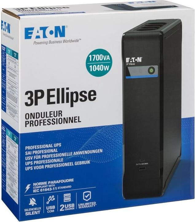 Actual product image Eaton 3P Ellipse 1700 USB FR Offline VFD-SY-313 gem. EN 62040 (1700 VA, 1040 W, Standby UPS)