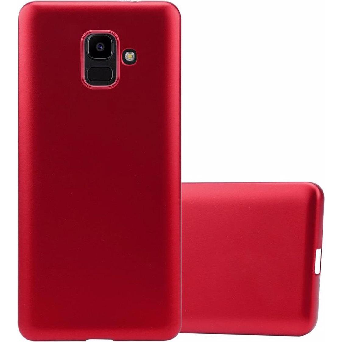 Cadorabo TPU Matt Metallic Cover (Samsung Galaxy J6 (2018)), Smartphone Hülle, Rot