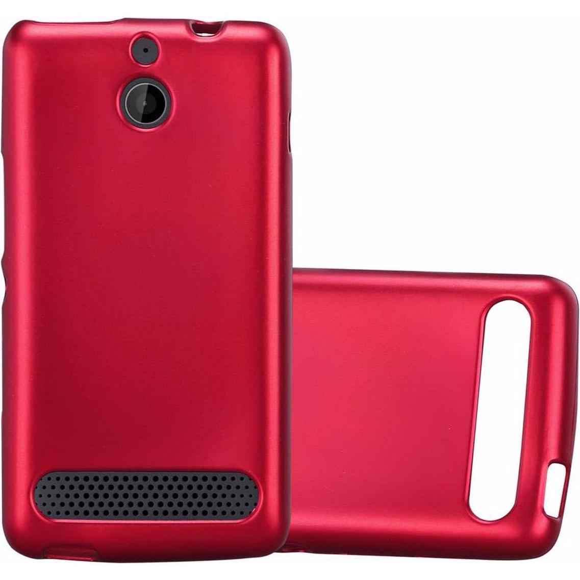 Cadorabo TPU Matt Metallic Cover (Sony Xperia E1), Smartphone Hülle, Rot