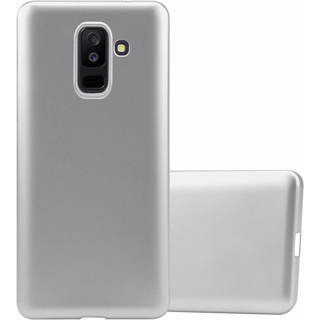 Cadorabo TPU Matt Metallic Cover (Samsung Galaxy A6+), Smartphone Hülle, Silber