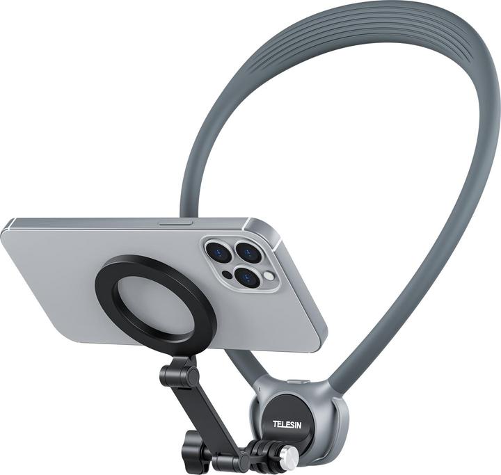 Productafbeelding Telesin Neck Mount 360Âº Combo - GoPro & Smartphone - Grey (T-P2-HNB-02-GY)