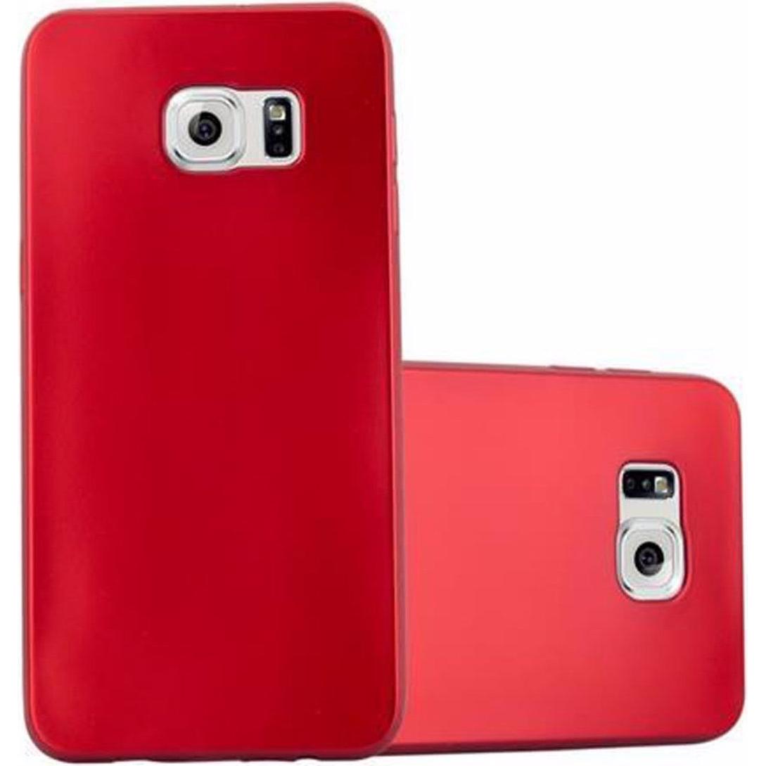 Cadorabo TPU Matt Metallic Cover (Samsung Galaxy S6 Edge), Smartphone Hülle, Rot