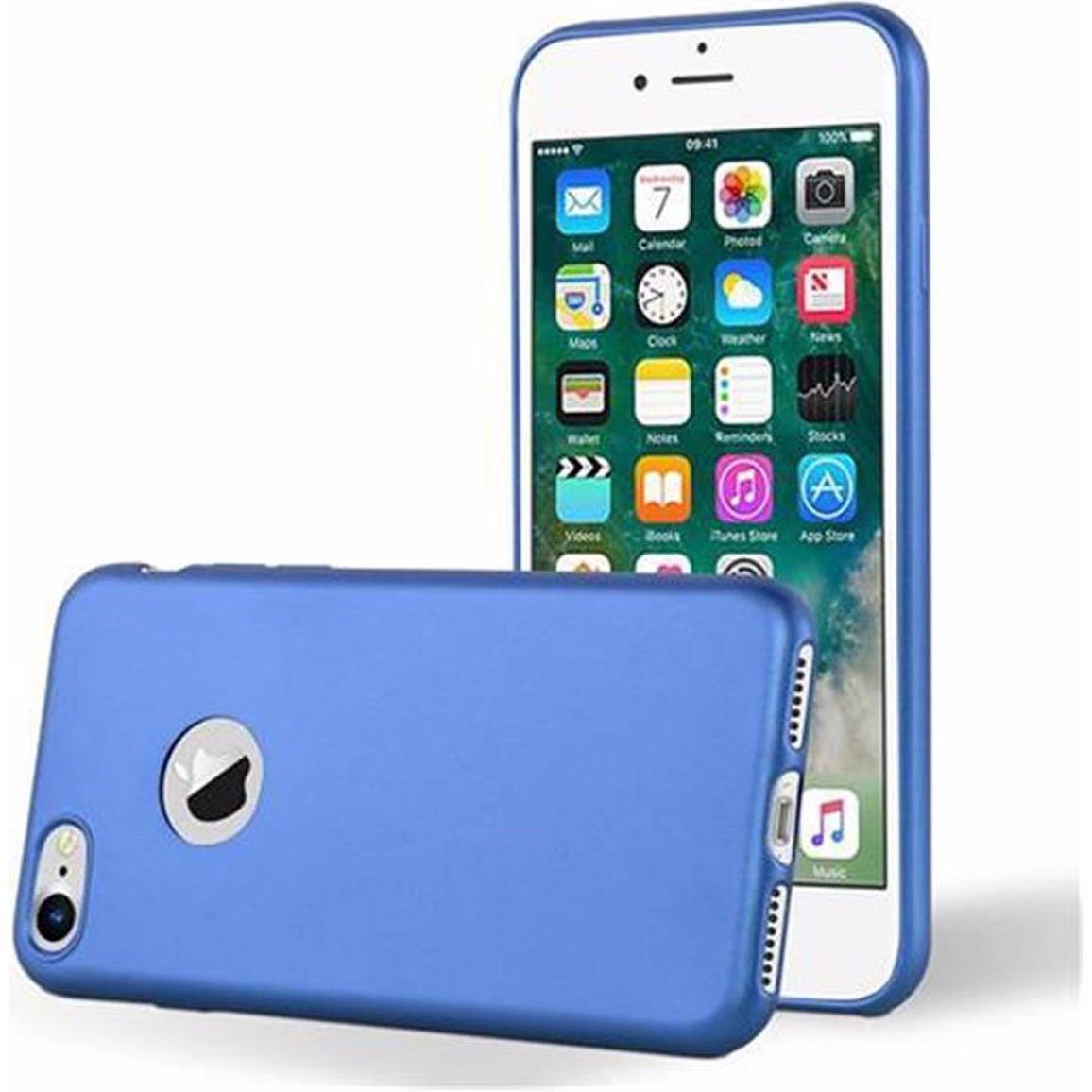 Cadorabo TPU Matt Metallic Cover (Apple iPhone 7, Apple iPhone SE (2nd Gen)), Smartphone Hülle, Blau