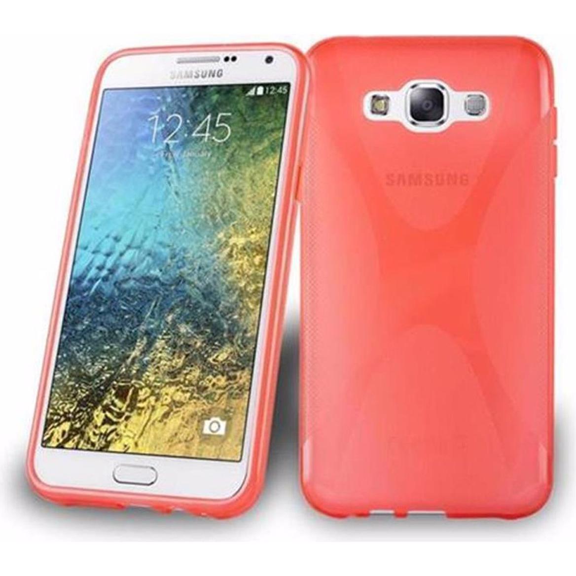 Cadorabo TPU X-Line Cover (Samsung Galaxy E7), Smartphone Hülle, Rot