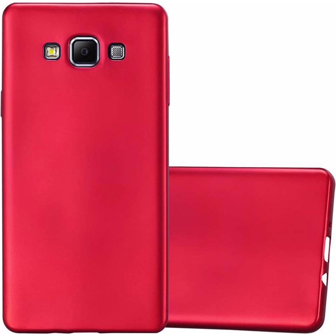 Cadorabo TPU Matt Metallic Cover (Samsung Galaxy A7), Smartphone Hülle, Rot