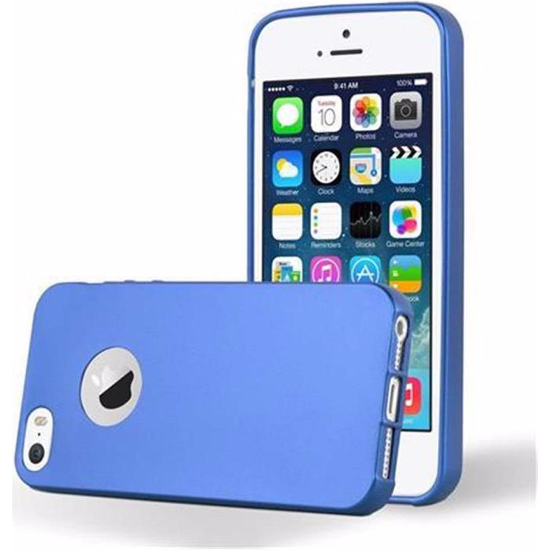 Cadorabo TPU Matt Metallic Cover (Apple iPhone 5), Smartphone Hülle, Blau