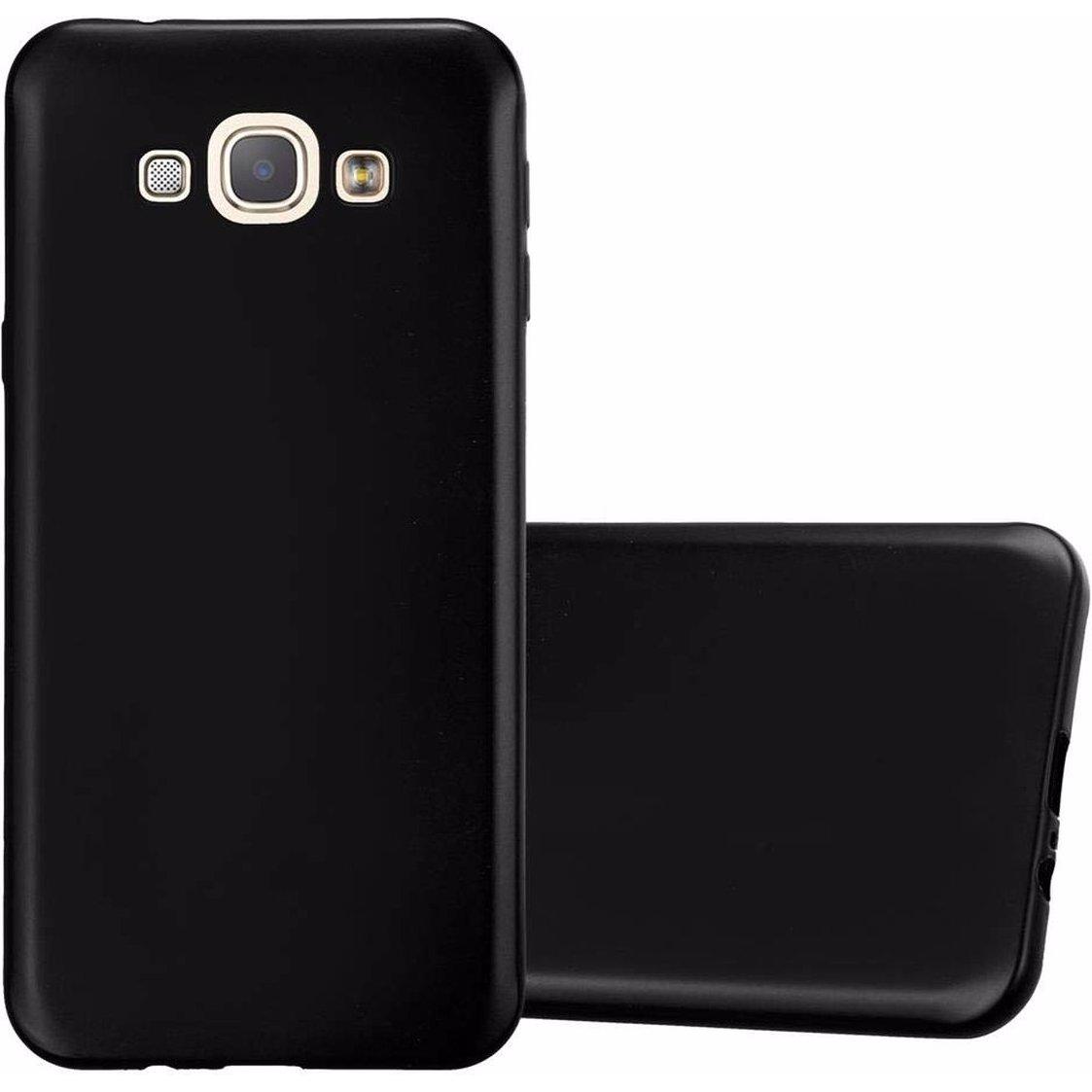 Cadorabo TPU Matt Metallic Cover (Samsung Galaxy A8 (2018)), Smartphone Hülle, Schwarz