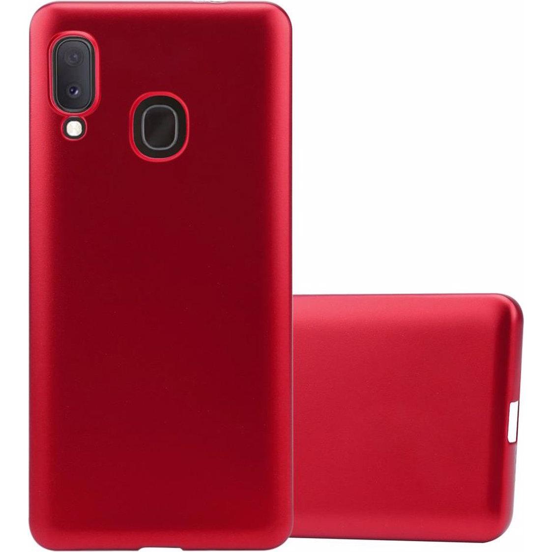 Cadorabo TPU Matt Metallic Cover (Samsung Galaxy A20e, Samsung Galaxy A10e), Smartphone Hülle, Rot