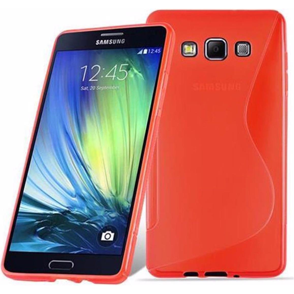 Cadorabo TPU S-Line Cover (Samsung Galaxy A7), Smartphone Hülle, Rot