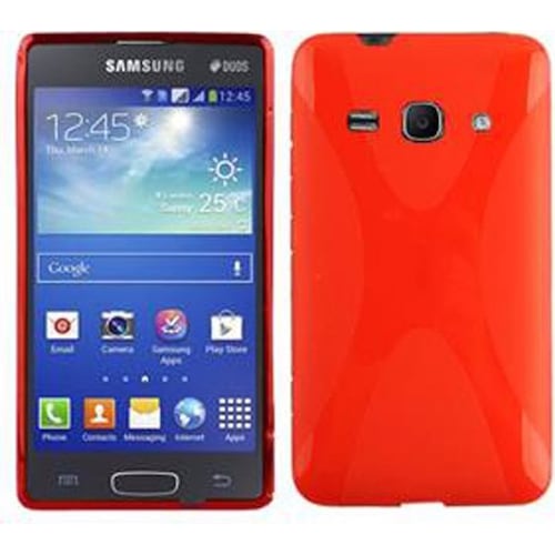 Cadorabo TPU X-Line Cover (Galaxy Ace 3), Smartphone Hülle, Rot