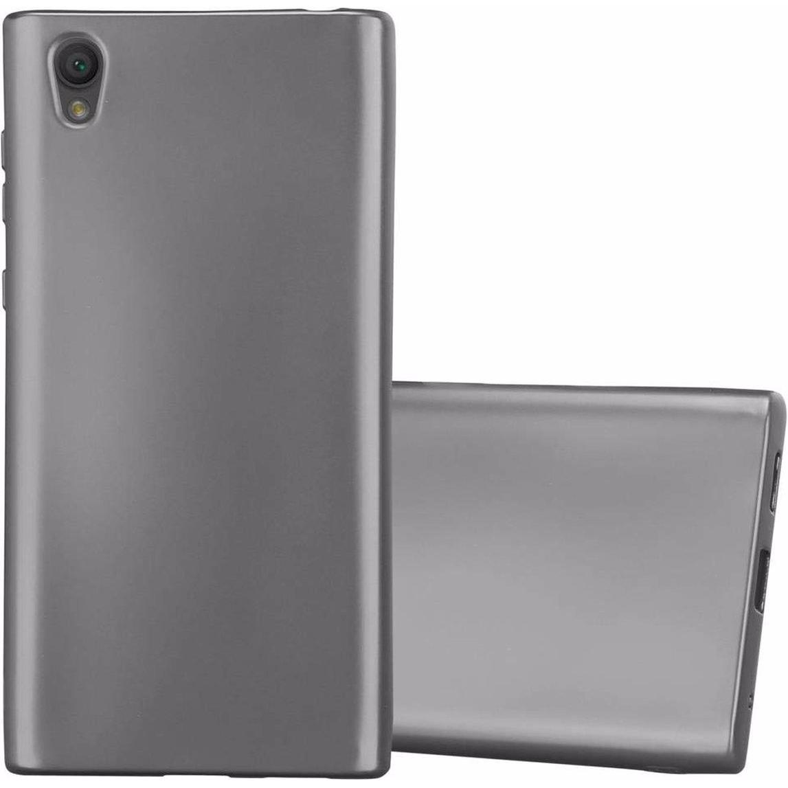 Cadorabo TPU Matt Metallic Cover (Sony Xperia L1), Smartphone Hülle, Grau