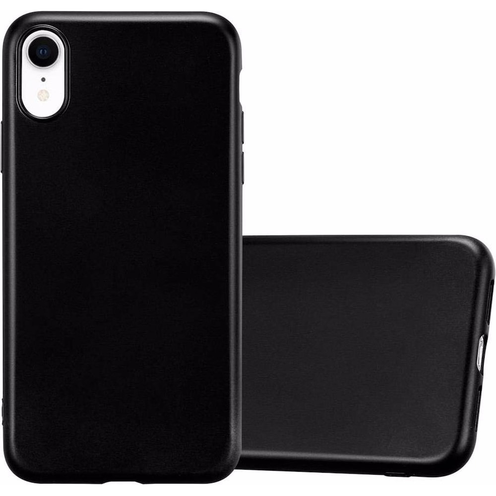 Cadorabo TPU Matt Metallic Cover (Apple iPhone XR), Smartphone Hülle, Schwarz