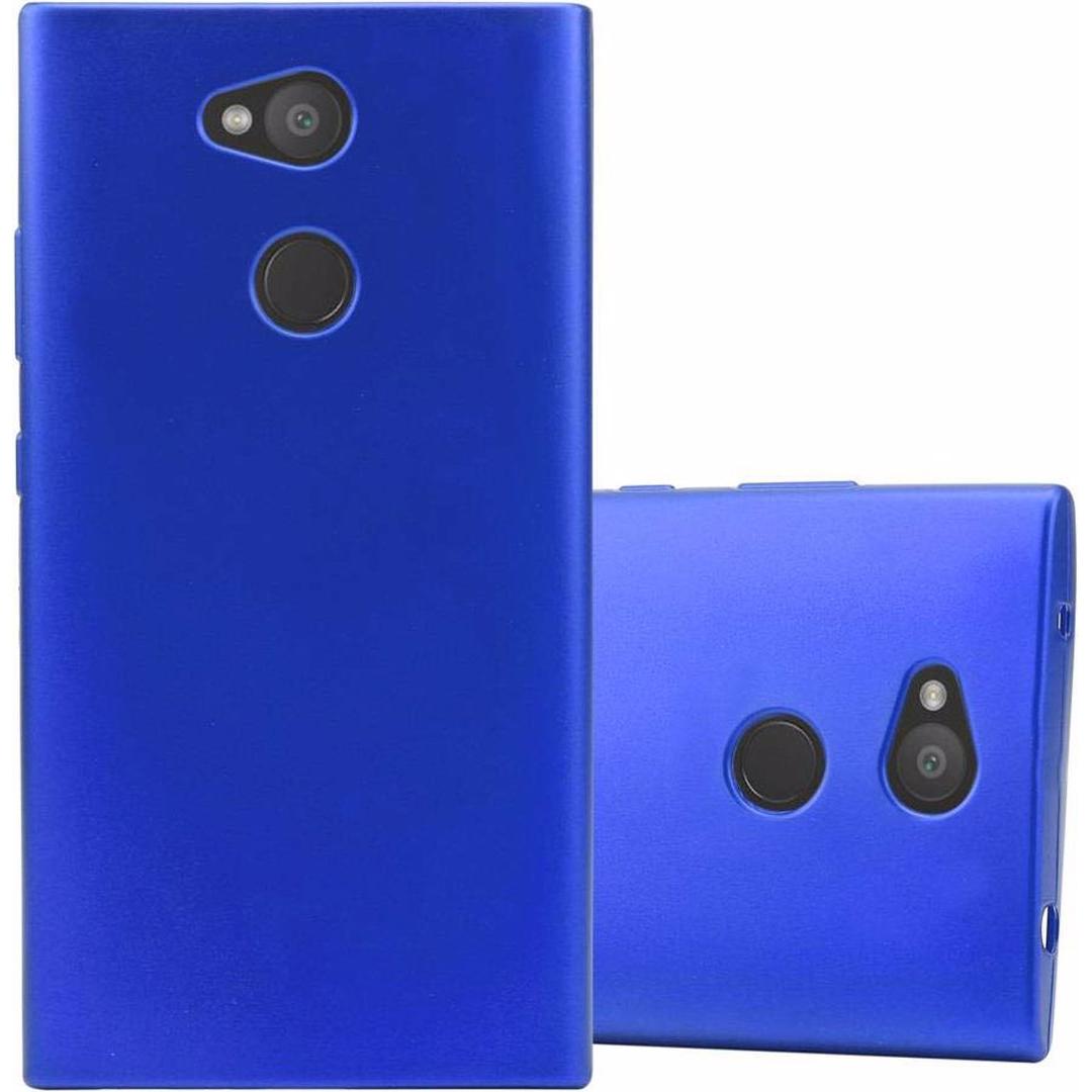 Cadorabo TPU Matt Metallic Cover (Sony Xperia L2), Smartphone Hülle, Blau