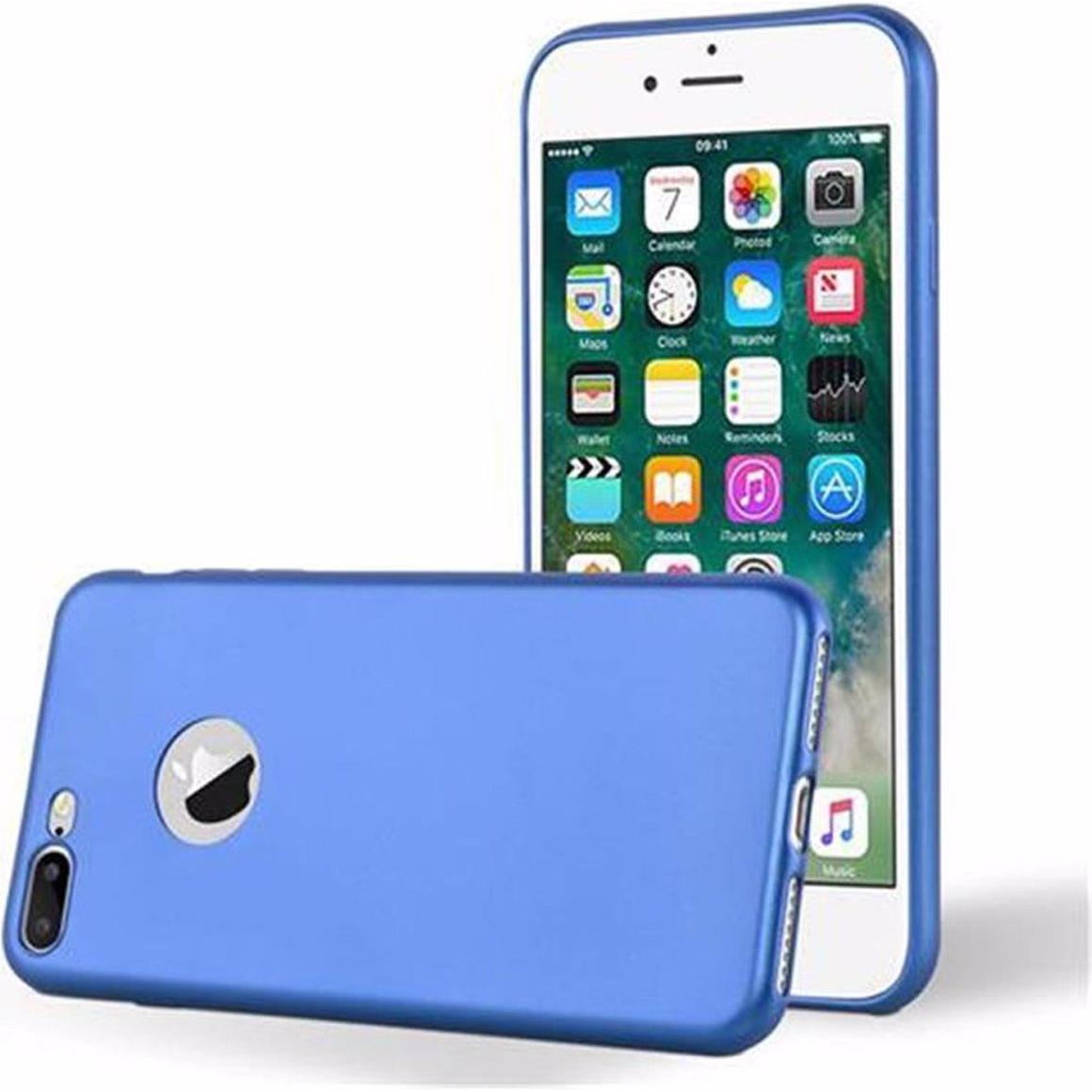 Cadorabo TPU Matt Metallic Cover (Apple iPhone 8 Plus), Smartphone Hülle, Blau