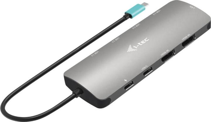Produktbild i-tec Metal USB-C Nano 2x Display Docking Station with PD 100 W + Charger 100W, Kabelgebunden, USB 3 (USB-C, 5 Ports)