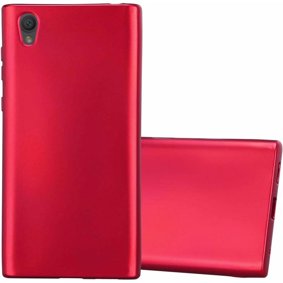 Cadorabo TPU Matt Metallic Cover (Sony Xperia L1), Smartphone Hülle, Rot