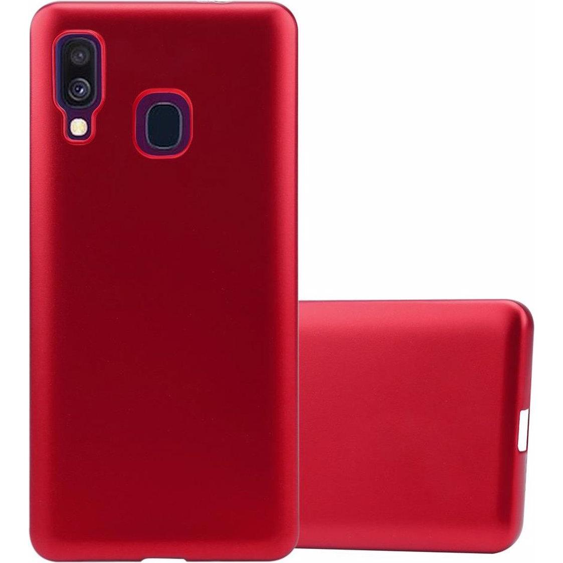 Cadorabo TPU Matt Metallic Cover (Samsung Galaxy A40), Smartphone Hülle, Rot