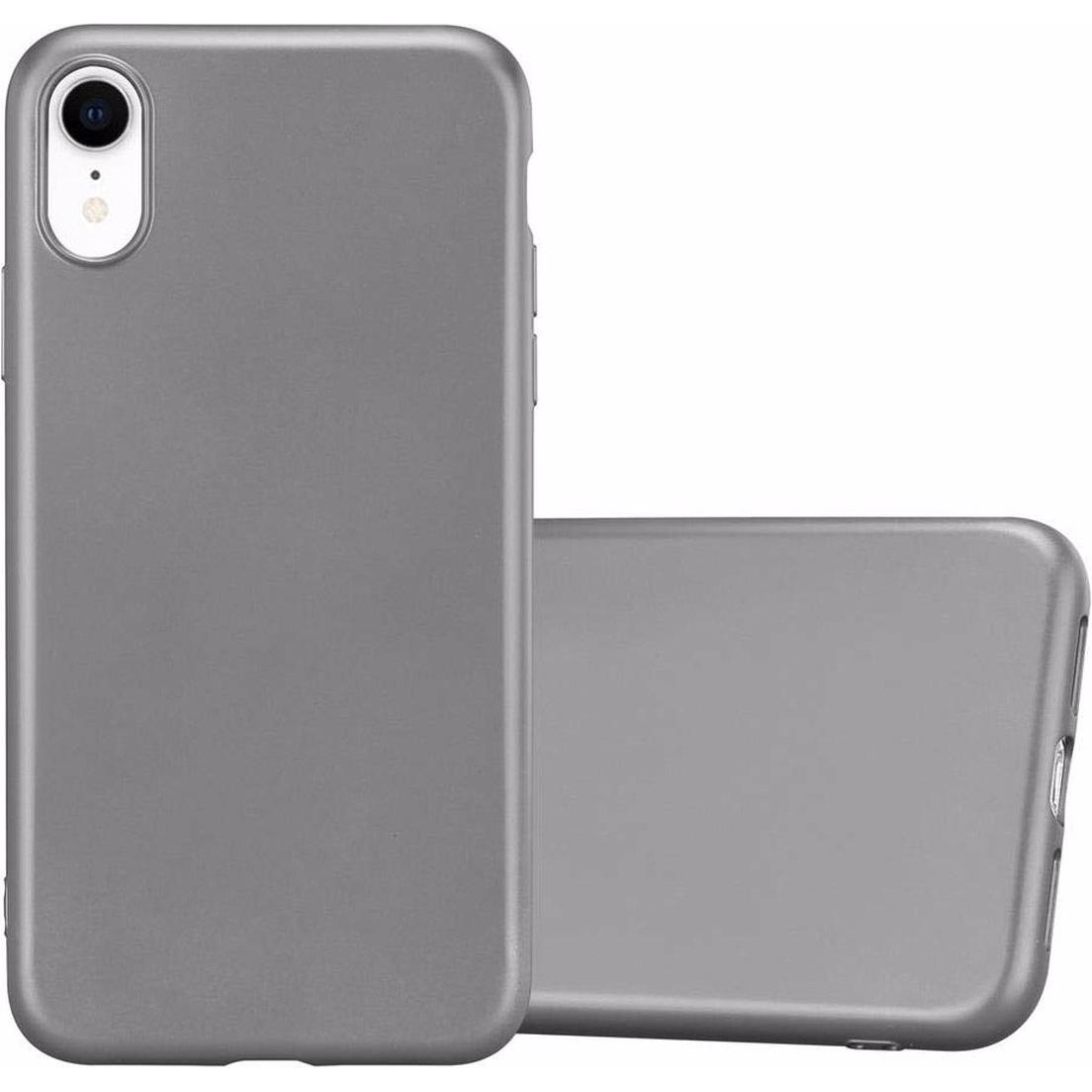 Cadorabo TPU Matt Metallic Cover (Apple iPhone XR), Smartphone Hülle, Grau