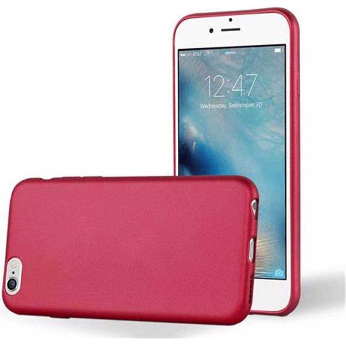 Cadorabo TPU Matt Metallic Cover (Apple iPhone 6), Smartphone Hülle, Rot