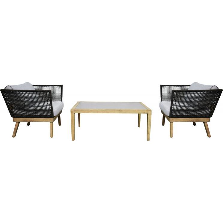 Jet-Line, Gartenlounge, Gartenset 'Cuba' in anthrazit, 1x Tisch + 2x Stuhl